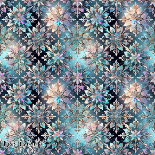 Snowflake Stained Glass 2 Digital Seamless Pattern