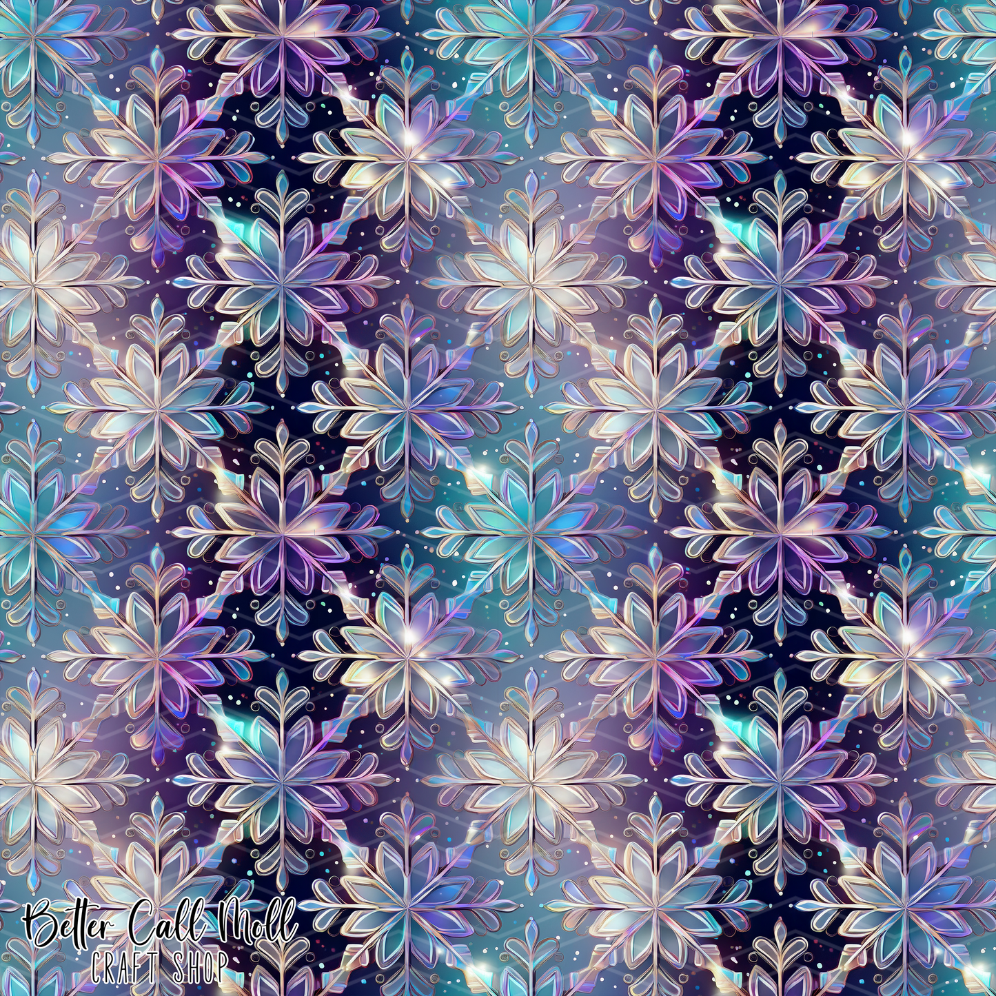 Snowflake Stained Glass 3 Digital Seamless Pattern