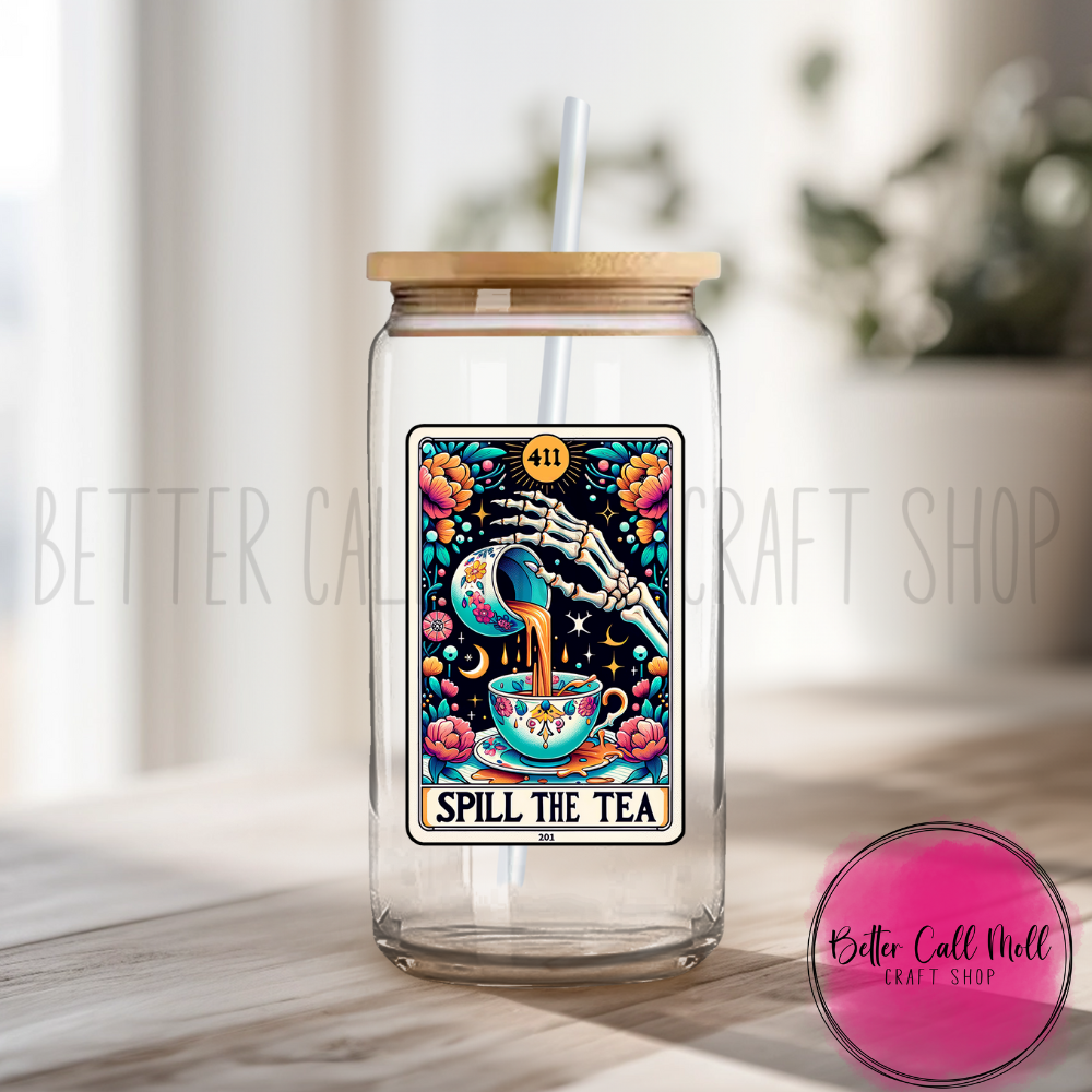 D018 - Spill the Tea Tarot UV DTF Decal