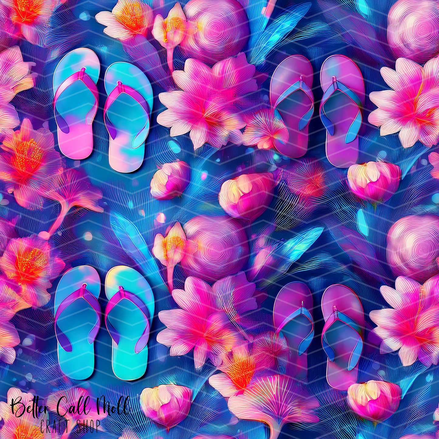 Tropical Flip Flops 1 Digital Seamless Pattern