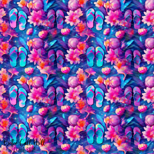 Tropical Flip Flops 1 Digital Seamless Pattern