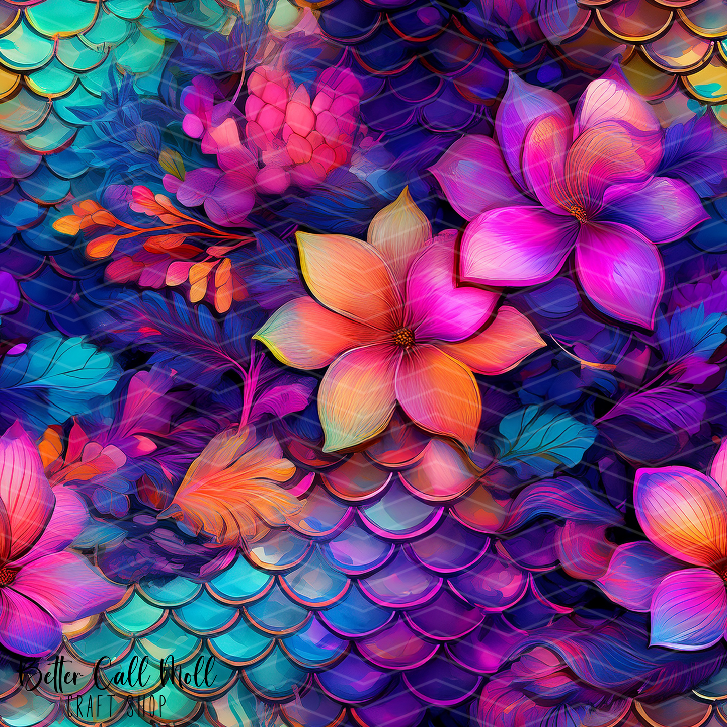 Tropical Mermaid 1 Digital Seamless Pattern