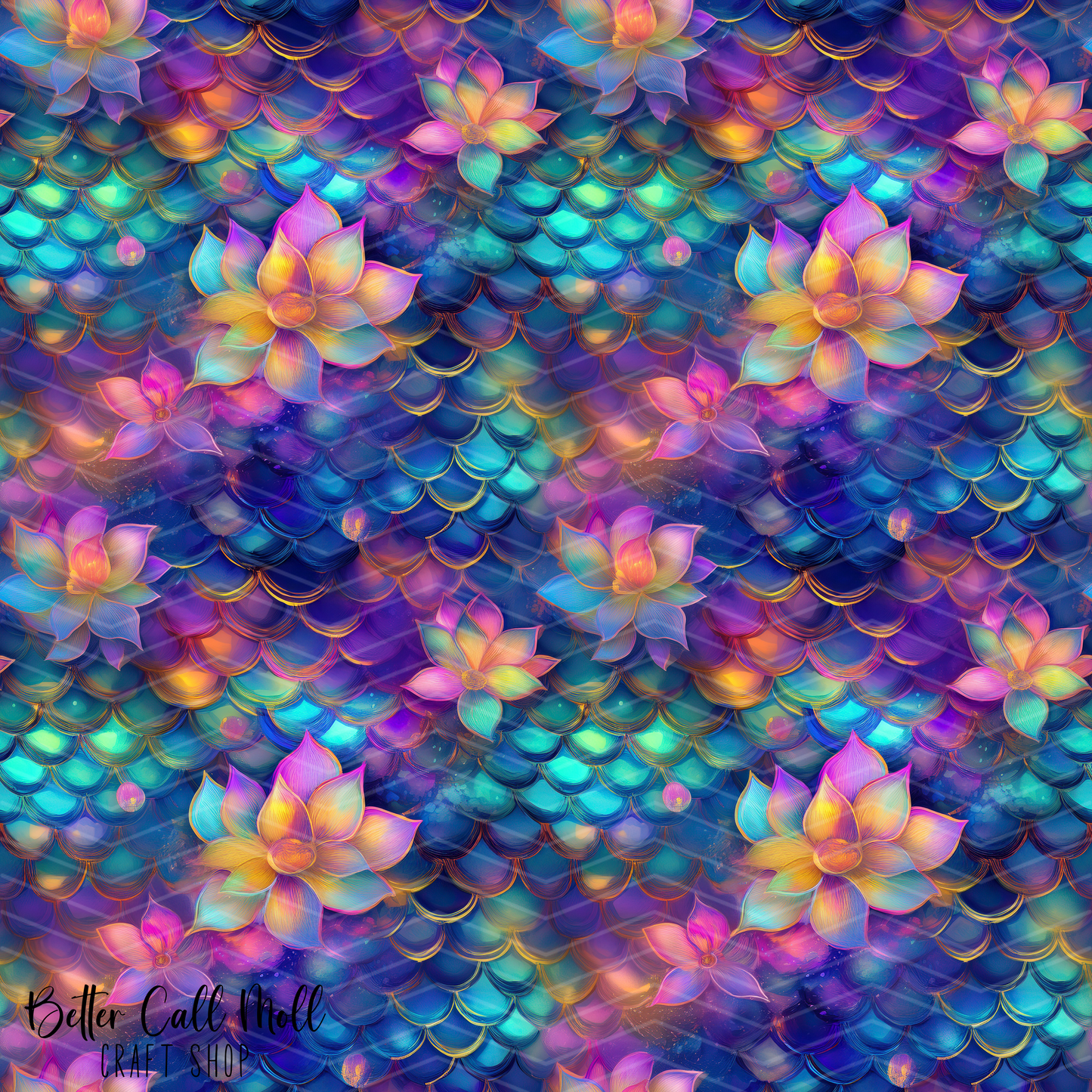 Tropical Mermaid 2 Digital Seamless Pattern
