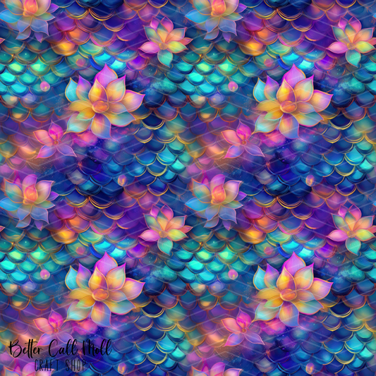 Tropical Mermaid 2 Digital Seamless Pattern
