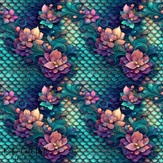 Tropical Mermaid 3 Digital Seamless Pattern