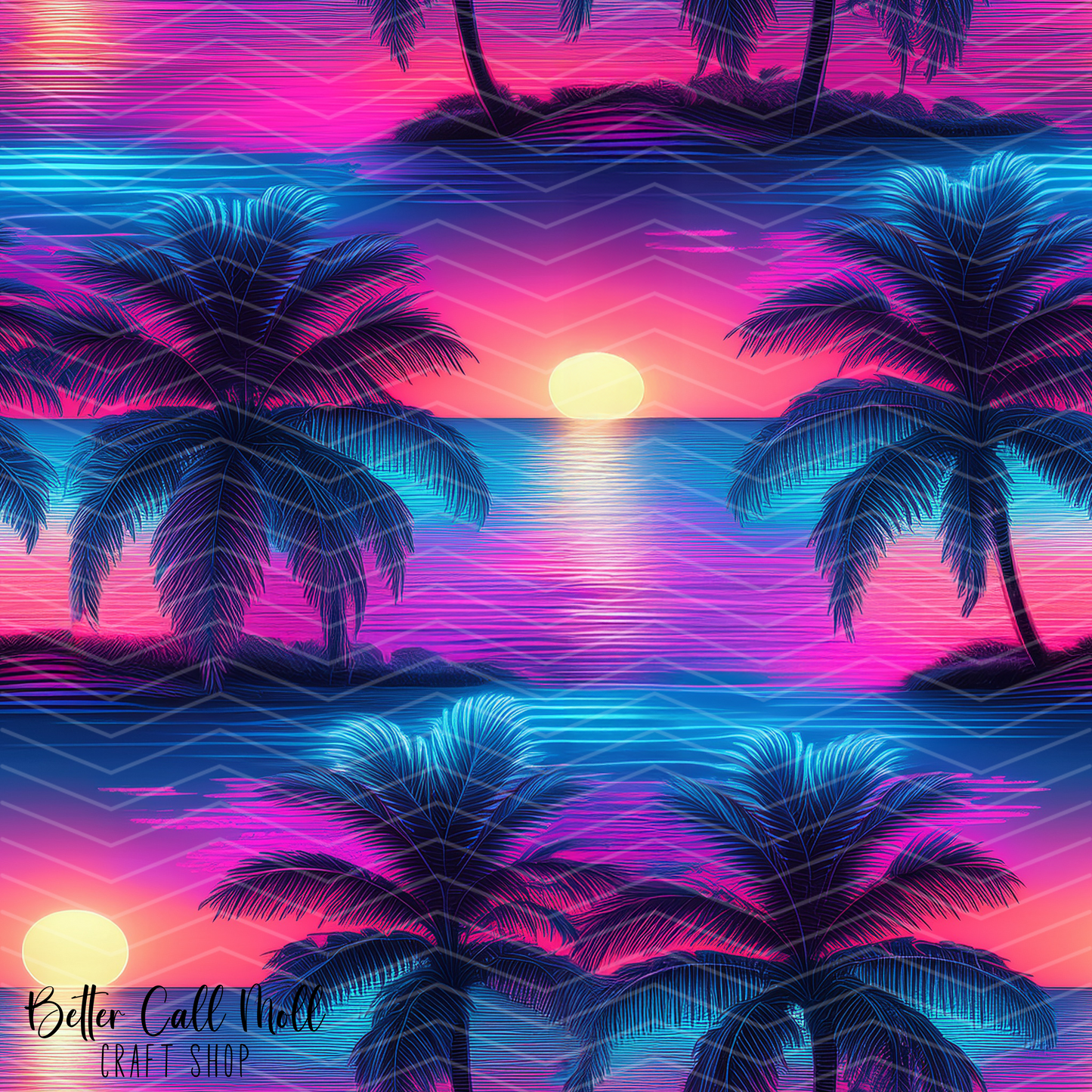 Tropical Sunset 1 Digital Seamless Pattern