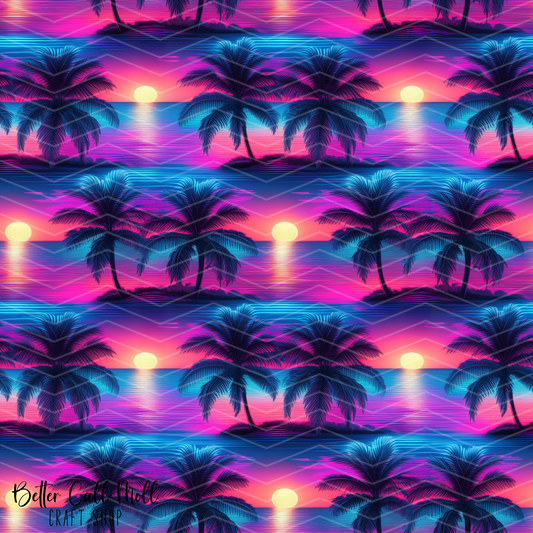 Tropical Sunset 1 Digital Seamless Pattern