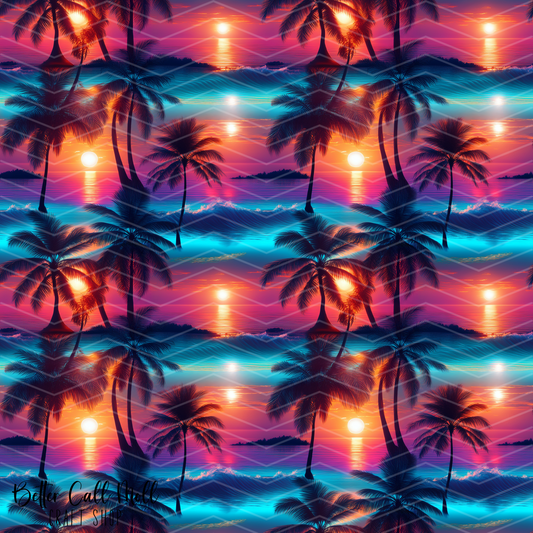Tropical Sunset 2 Digital Seamless Pattern