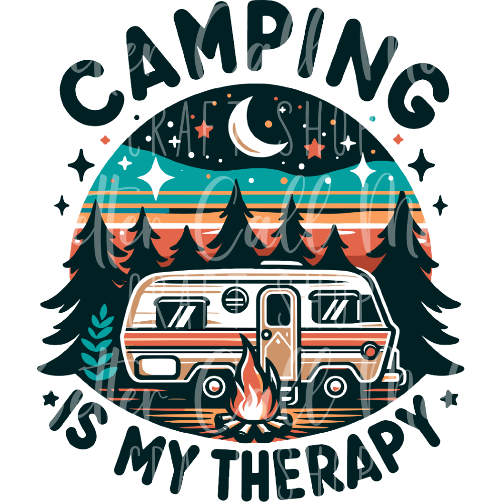 D078 - Camping is My Therapy UV DTF Decal