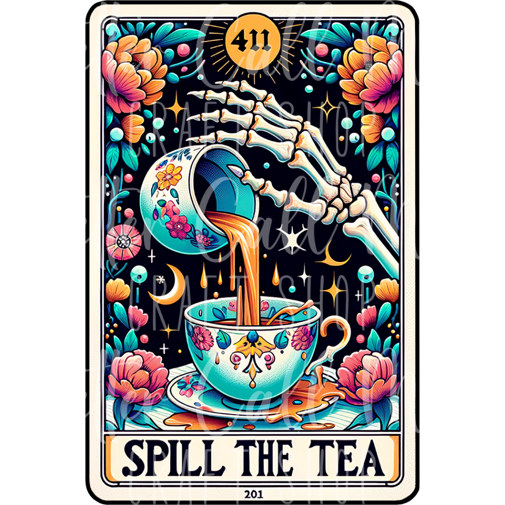 D018 - Spill the Tea Tarot UV DTF Decal