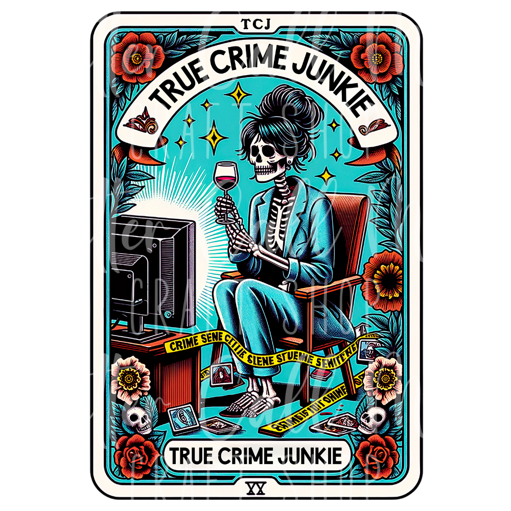 D016 - The True Crime Junkie Tarot UV DTF Decal