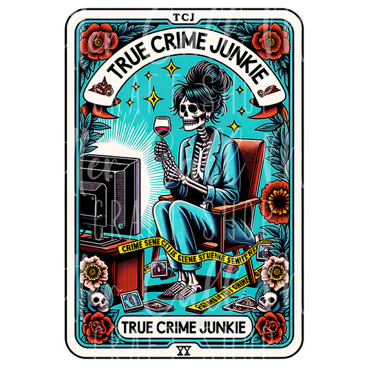 D016 - The True Crime Junkie Tarot UV DTF Decal