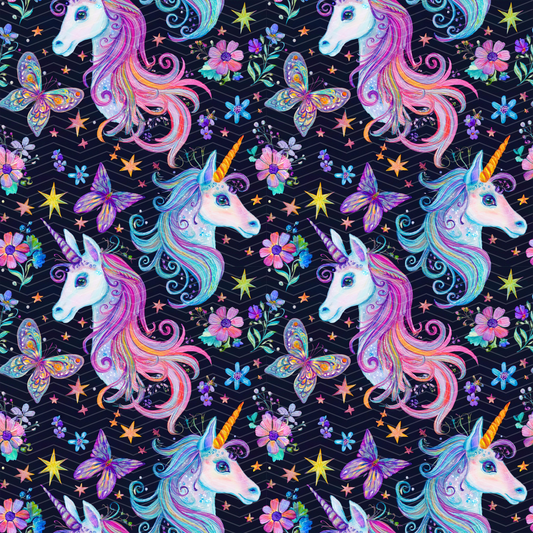 Unicorns and Butterflies Digital Seamless Pattern