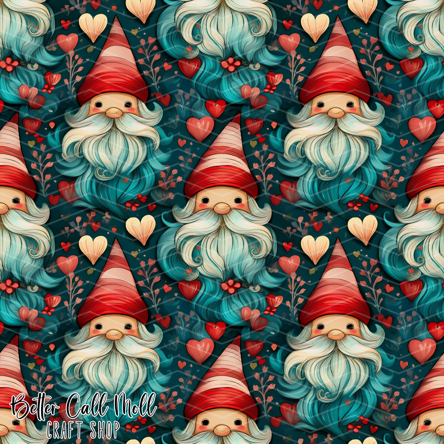 Valentine Gnomes Digital Seamless Pattern