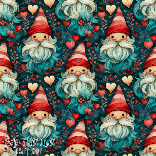 Valentine Gnomes Digital Seamless Pattern