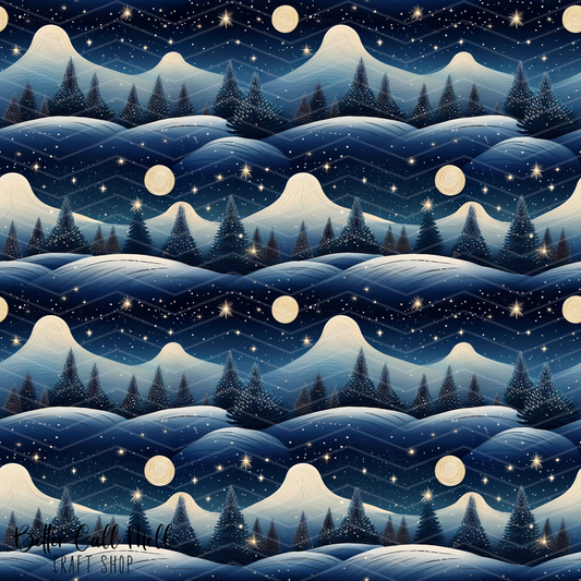 Winter Night Sky 1 Digital Seamless Pattern