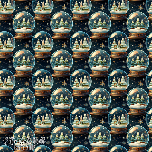 Winter Snow Globes Digital Seamless Pattern