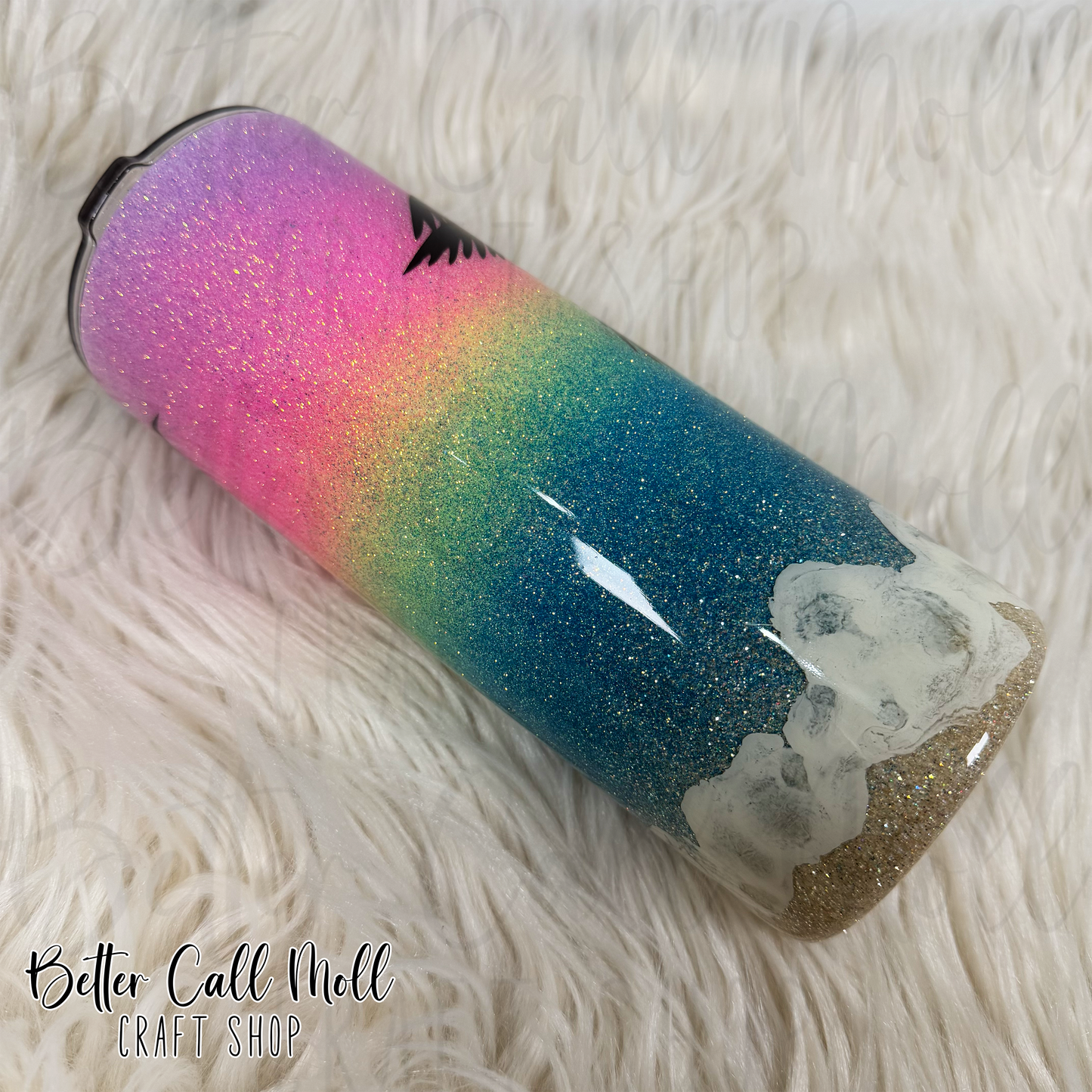 30oz Beach Glitter Insulated Stainless Steel Coated Tumbler