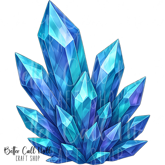 D146 - Blue Crystals UV DTF Decal