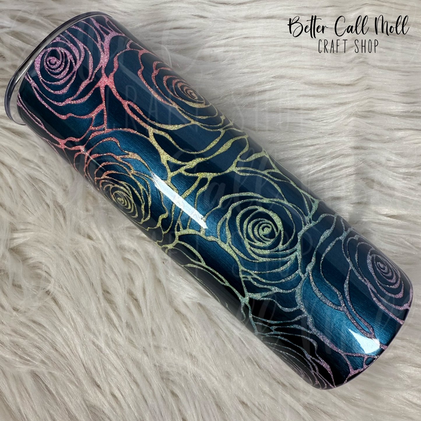 20oz Rainbow Flowers Peekaboo Glitter Insulated Stainless Steel Coated Tumbler