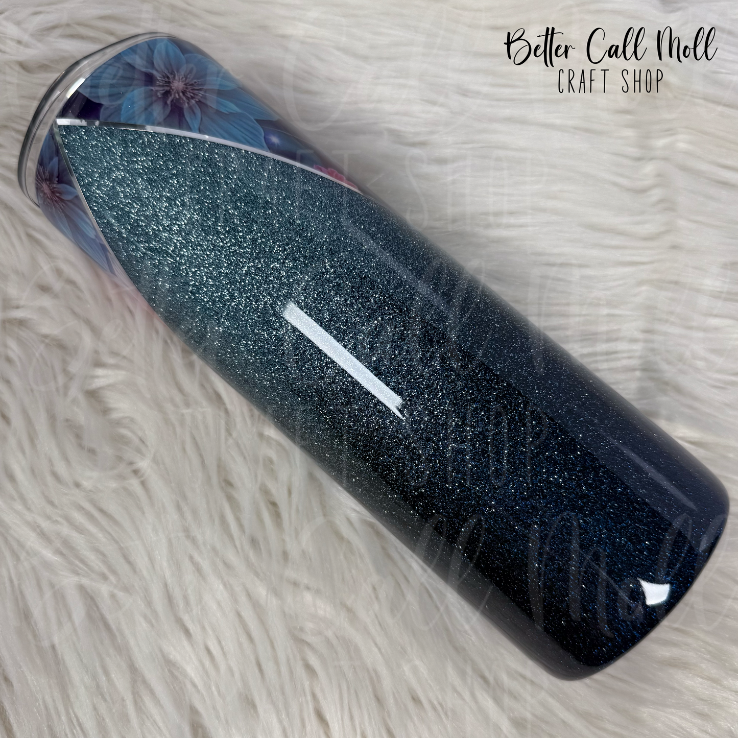 30oz Floral V-Split Glitter Insulated Stainless Steel Coated Tumbler