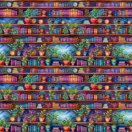 Bookshelf 2 Digital Seamless Pattern