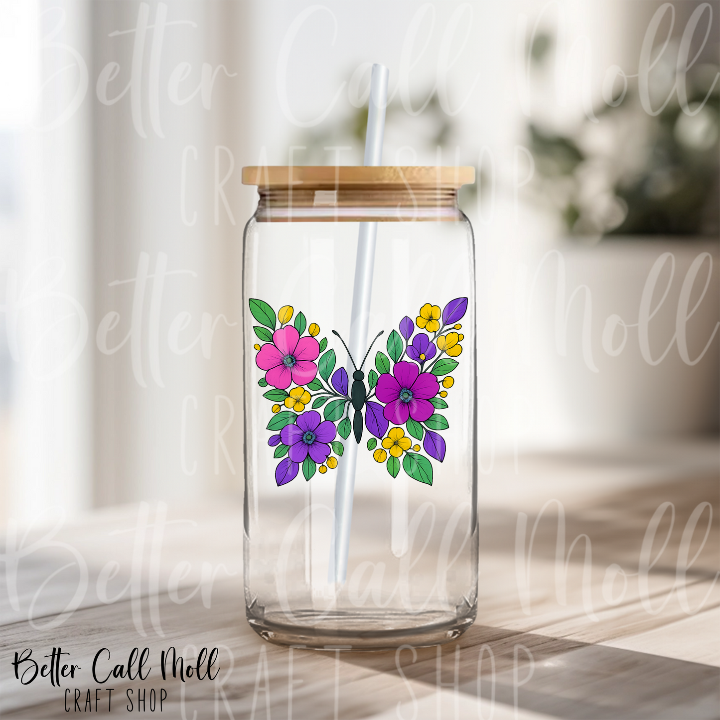 D206 - Colorful Floral Butterfly UV DTF Decal