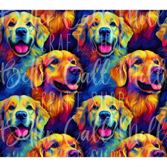 20oz Colorful Golden Retriever Digital Tumbler Wrap