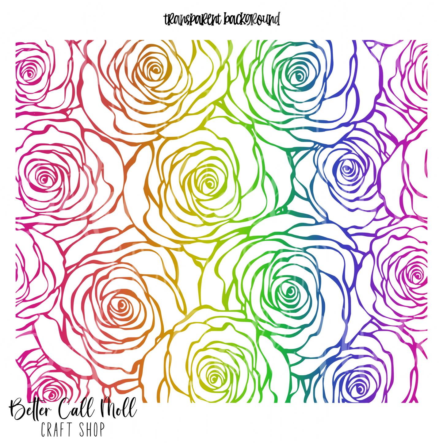 Rainbow Rose Outlines UV DTF 20oz Skinny Tumbler Wrap