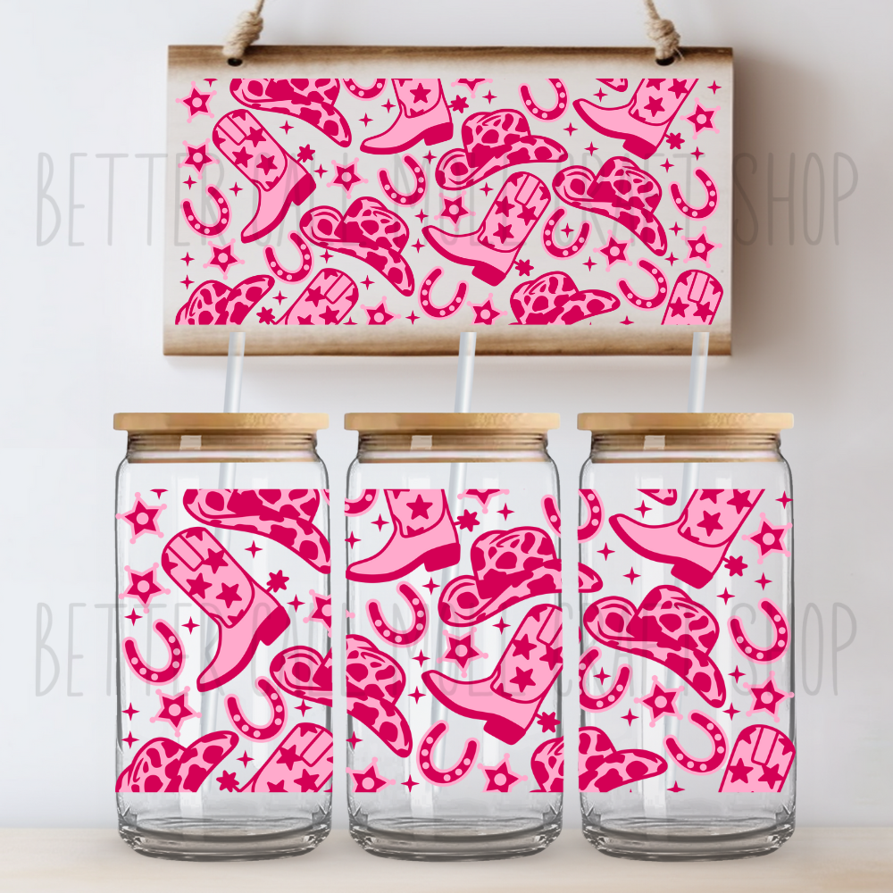 W056 - Pink Cowgirl UV DTF 16oz Tumbler Wrap