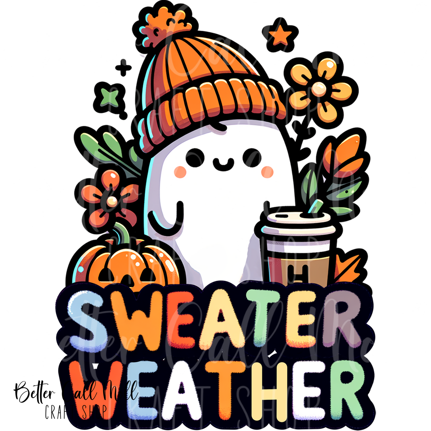 D010 - Sweater Weather Ghost UV DTF Decal