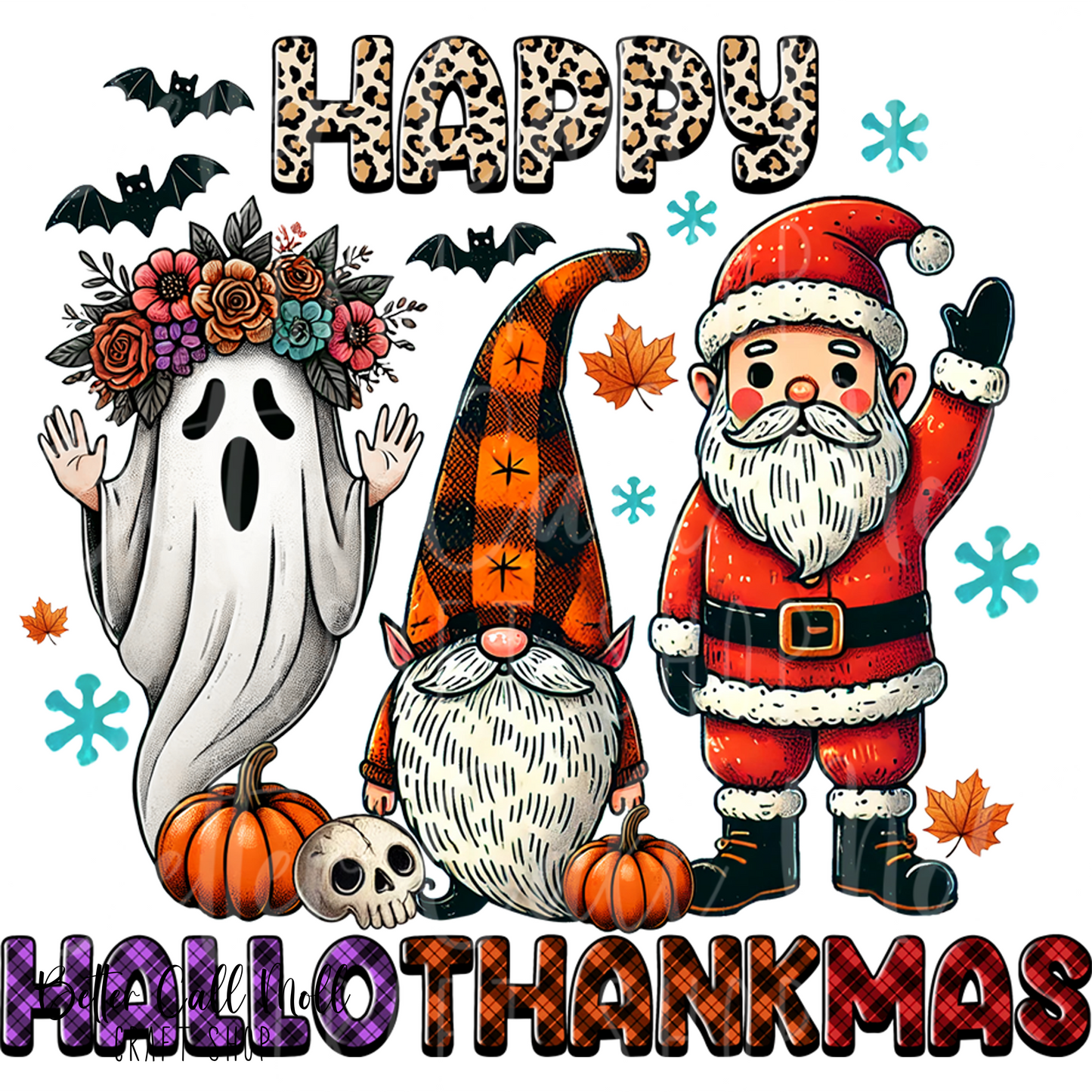 D081- Happy Hallothankmas UV DTF Decal