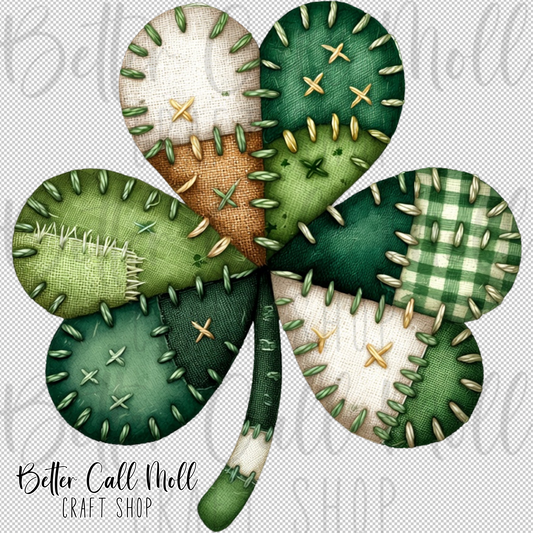 Patchwork Shamrock UV DTF Decal