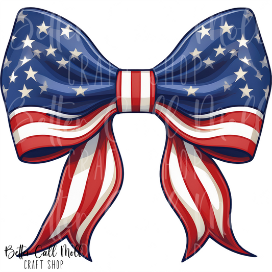 D216 - American Flag Bow 1 UV DTF Decal