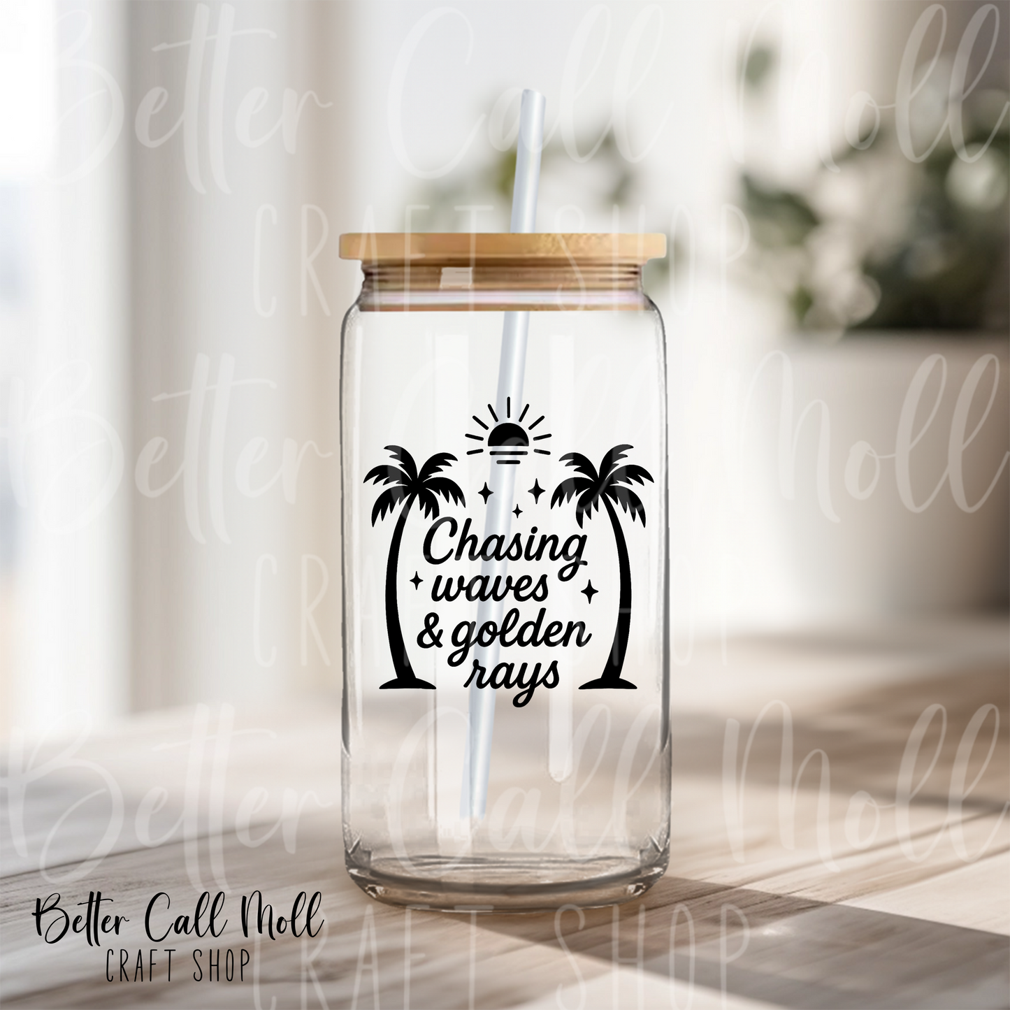 D082 - Chasing Waves & Golden Rays UV DTF Decal
