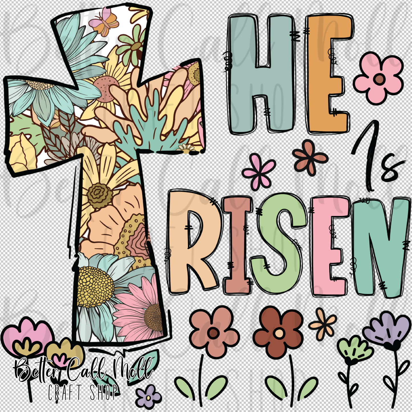 He is Risen Cross UV DTF Decal