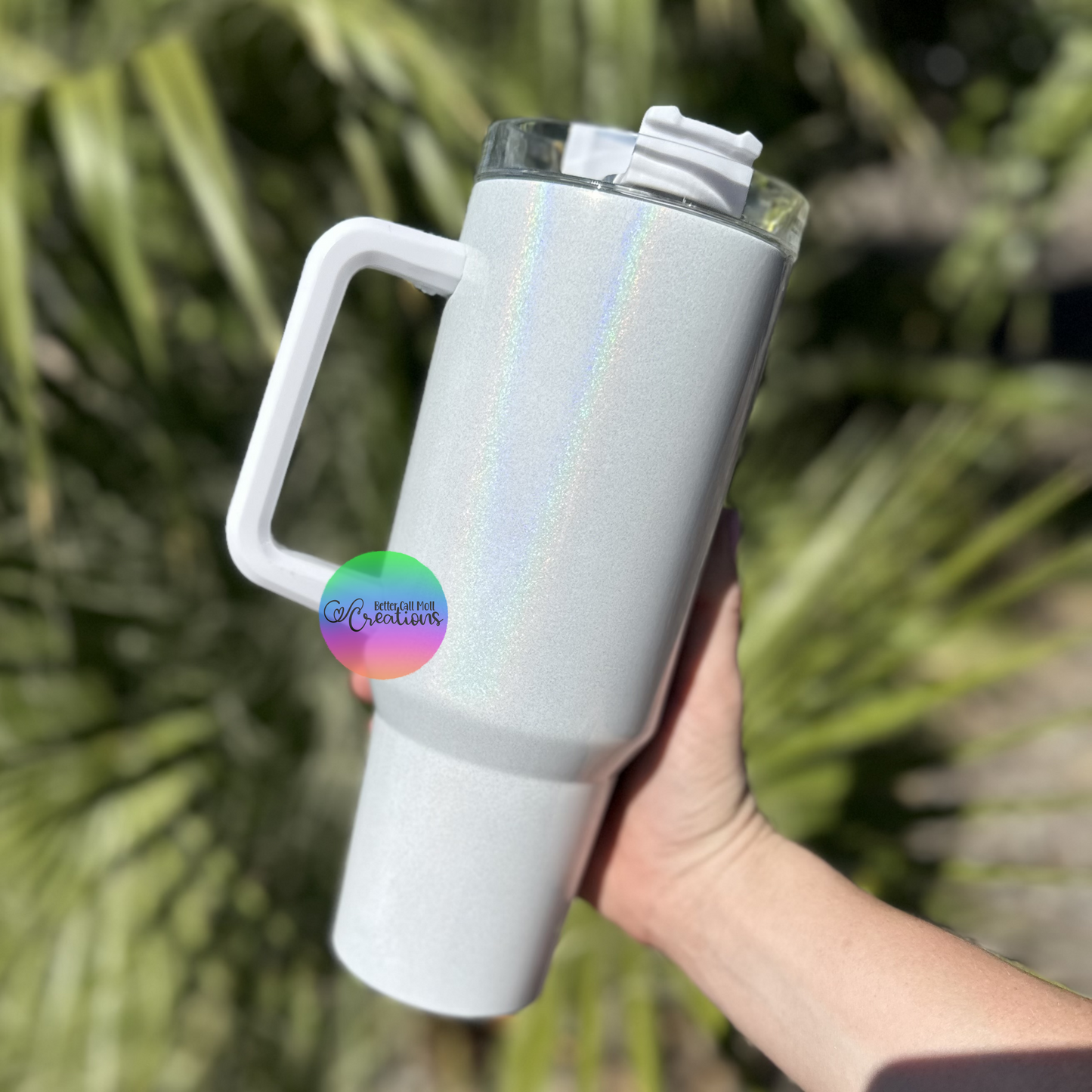 40oz Holographic Shimmer Handle Sublimation Tumbler