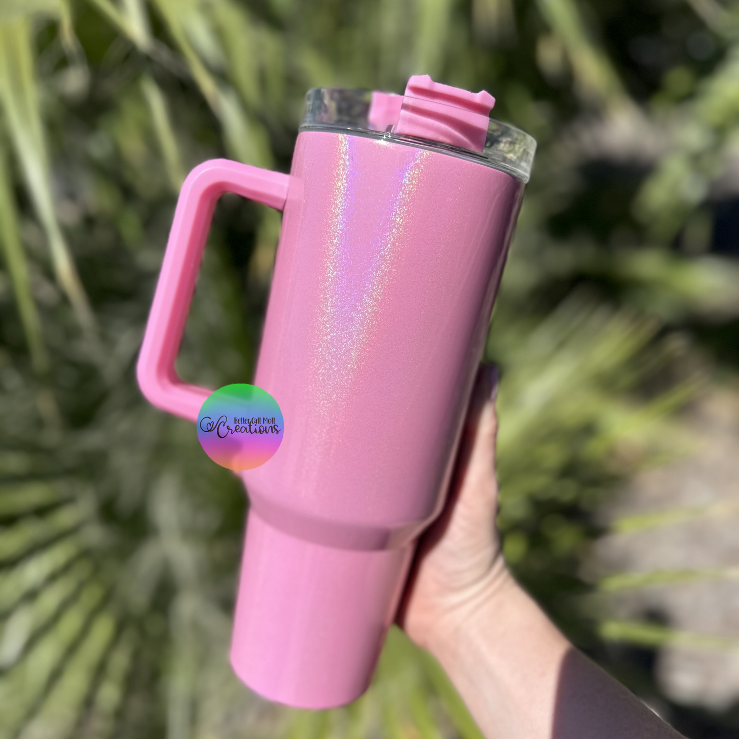 40oz Holographic Shimmer Handle Sublimation Tumbler