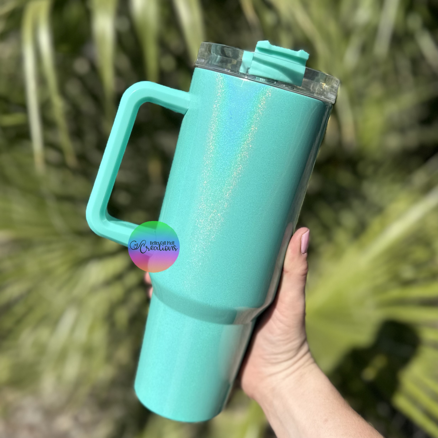 40oz Holographic Shimmer Handle Sublimation Tumbler