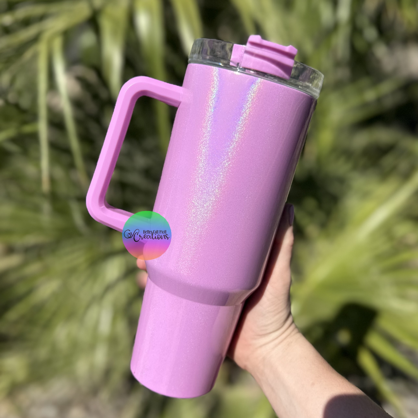 40oz Holographic Shimmer Handle Sublimation Tumbler