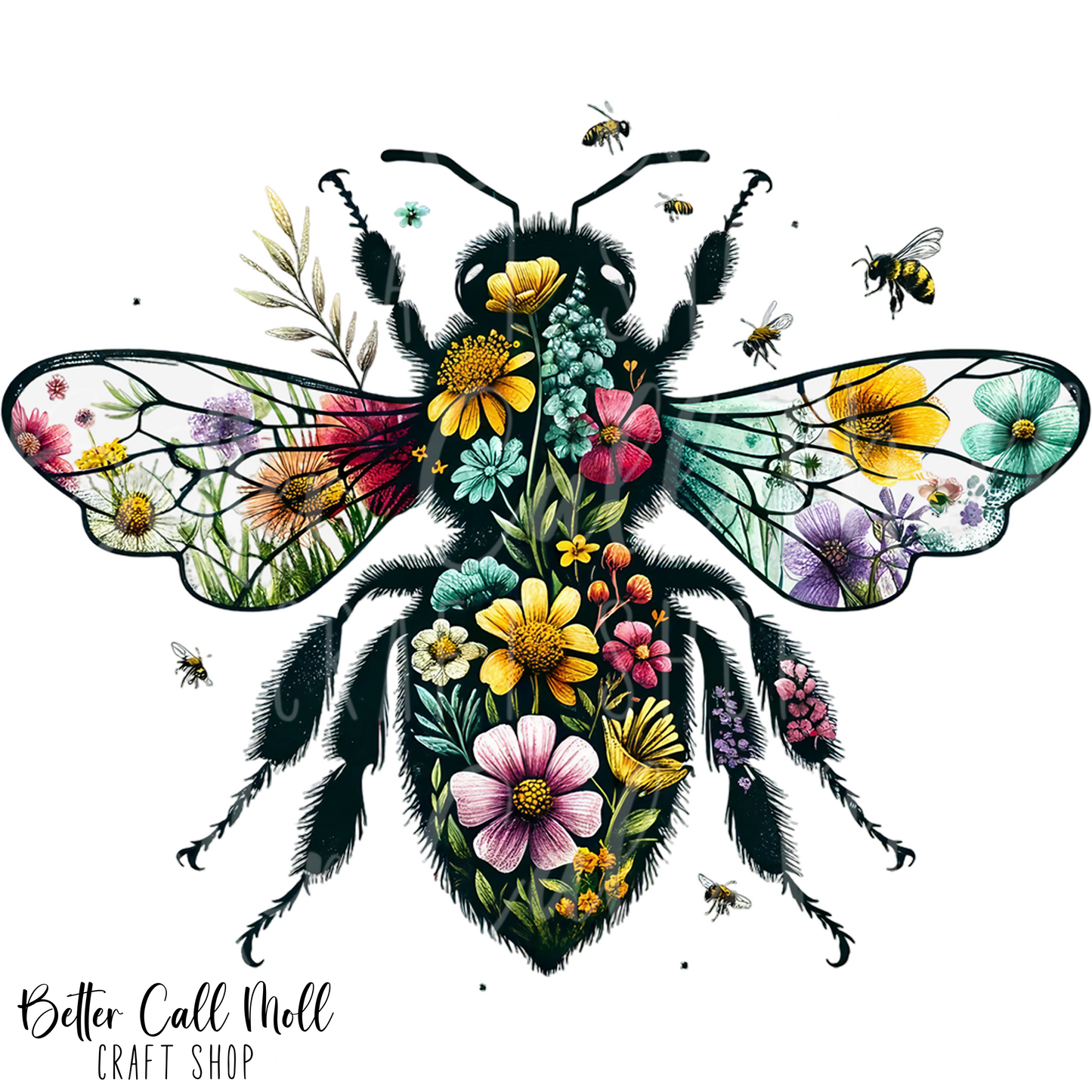 D110 - Floral Bee UV DTF Decal