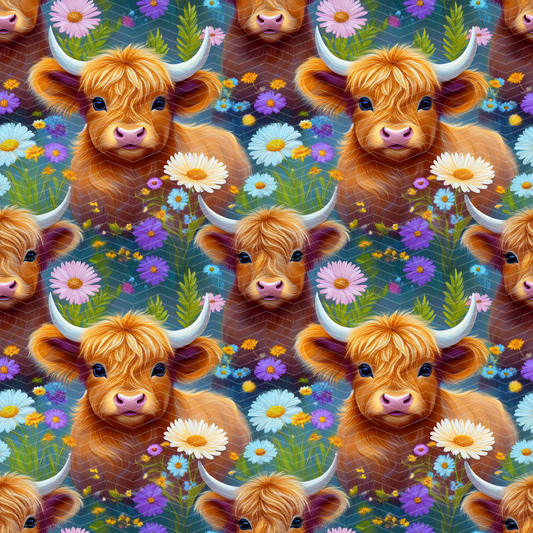 Highland Cow 2 Digital Seamless Pattern