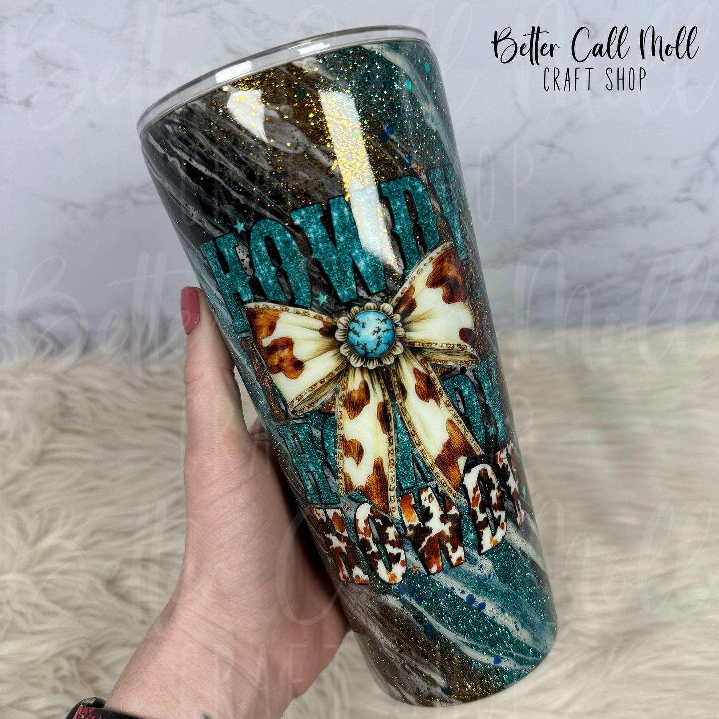 32oz Howdy Glitter Insulated Stainless Steel Coated Tumbler