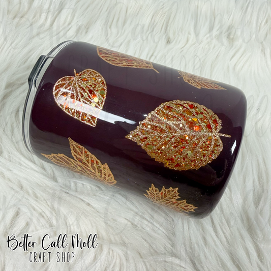 10oz Peekaboo Leaves Insulated Stainless Steel Coated Tumbler