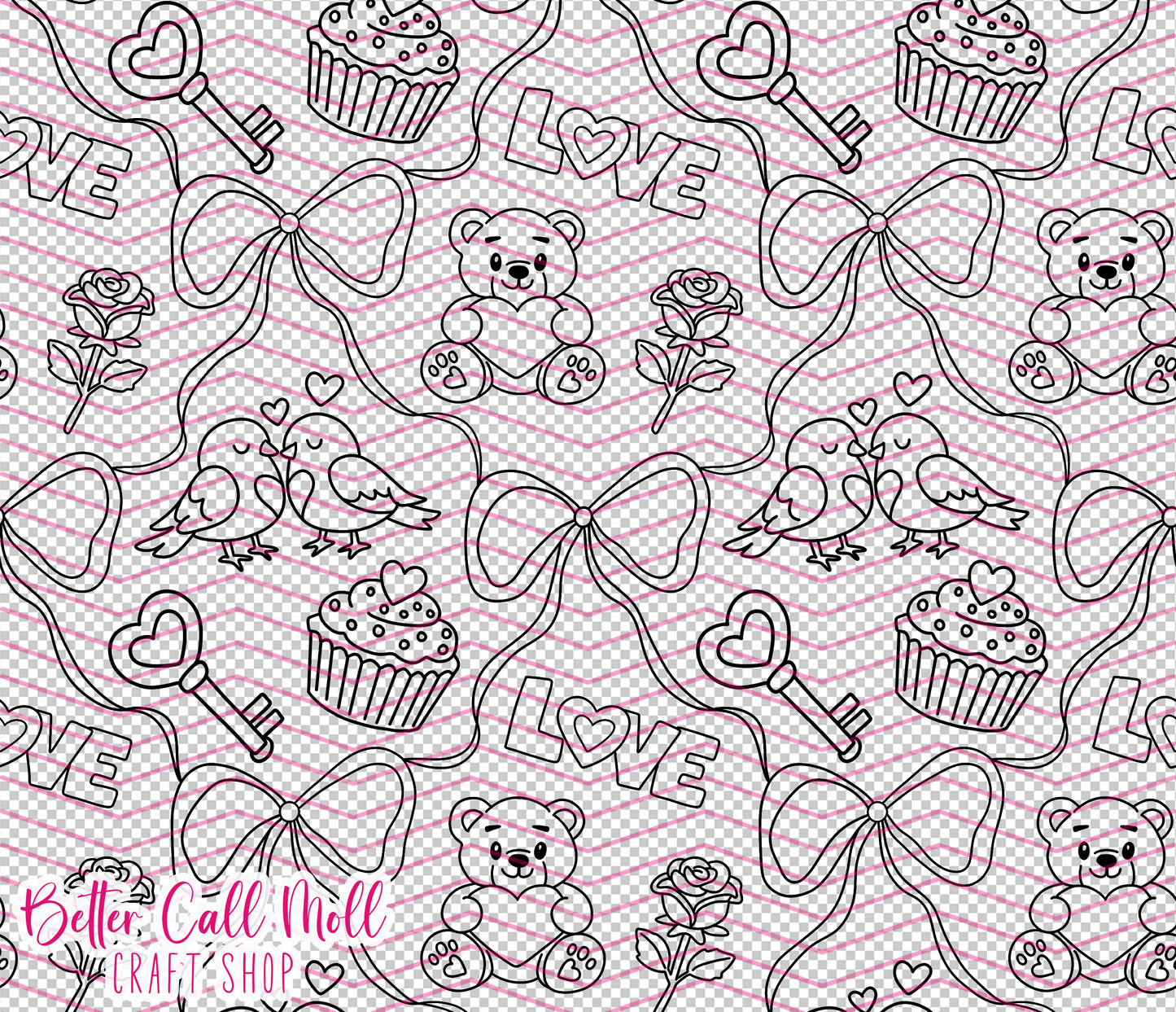 Valentine Bows Digital Tumbler Template