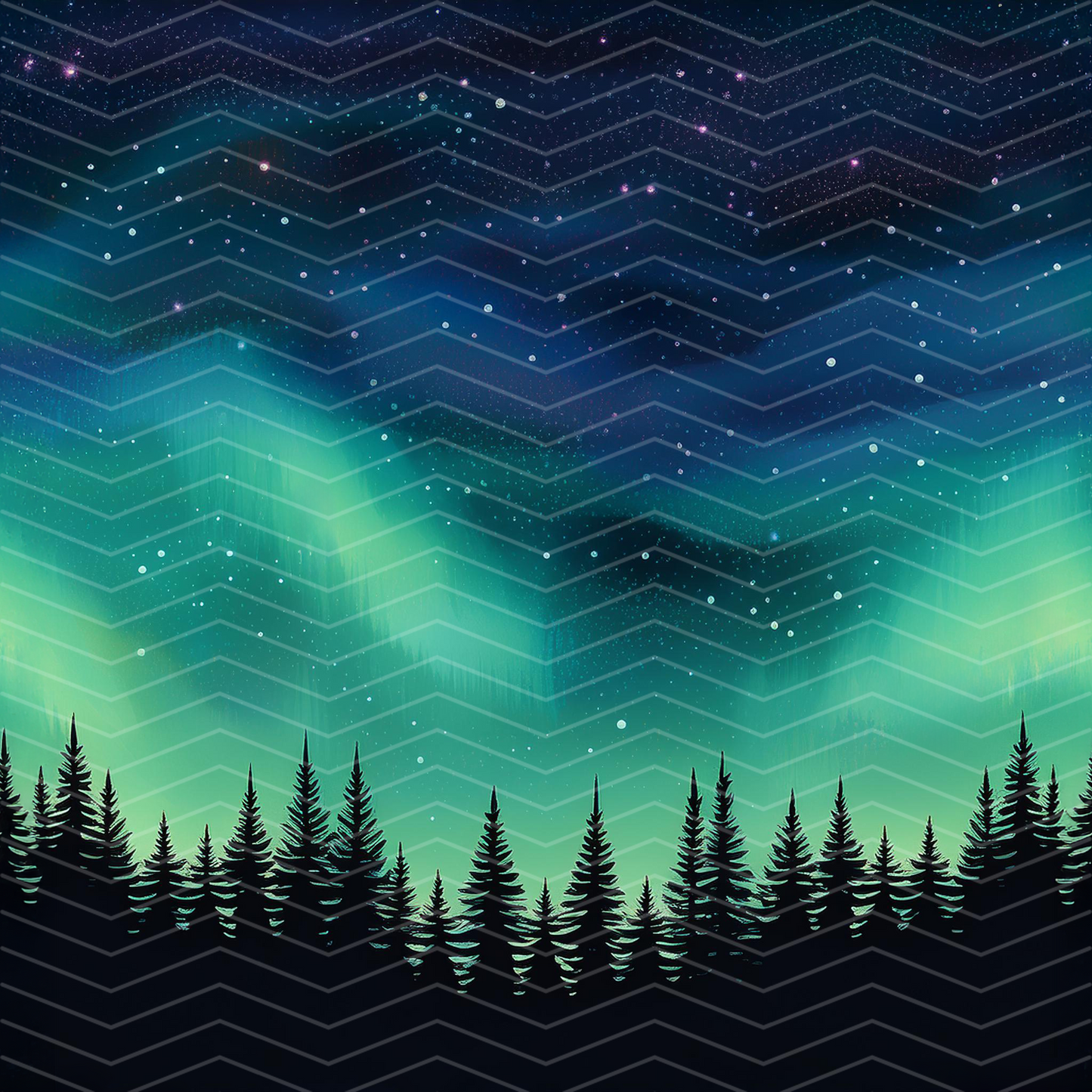 Northern Lights 2 Digital Seamless Pattern