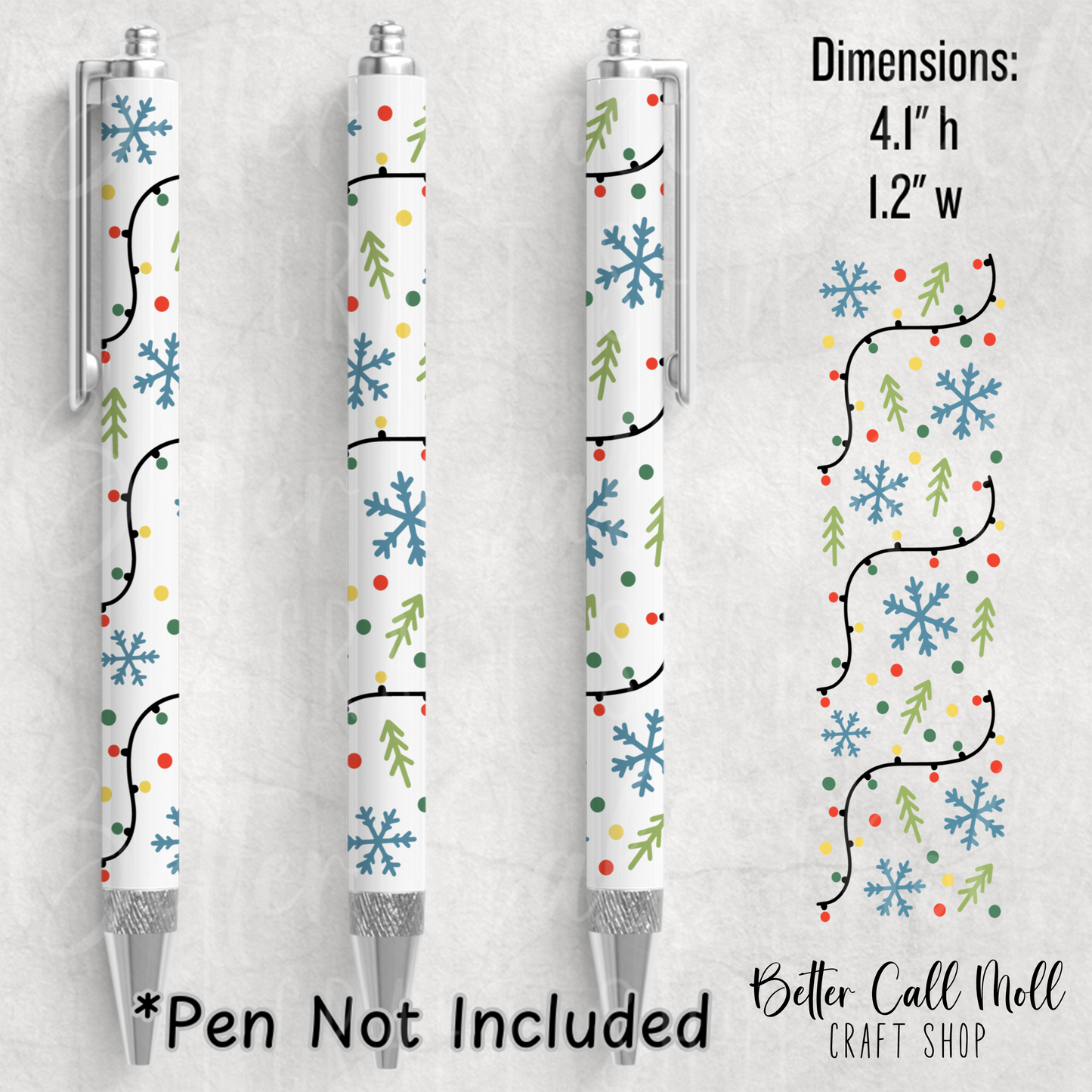 Christmas Lights UV DTF Pen Wrap