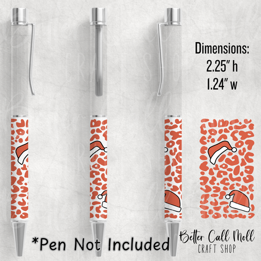 Santa Hat Leopard Print UV DTF Pen Wrap