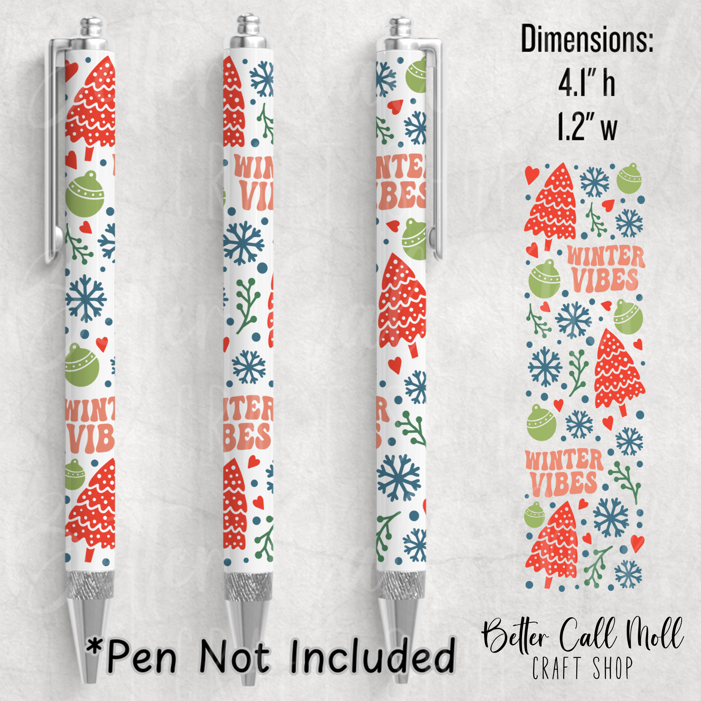 Winter Vibes UV DTF Pen Wrap