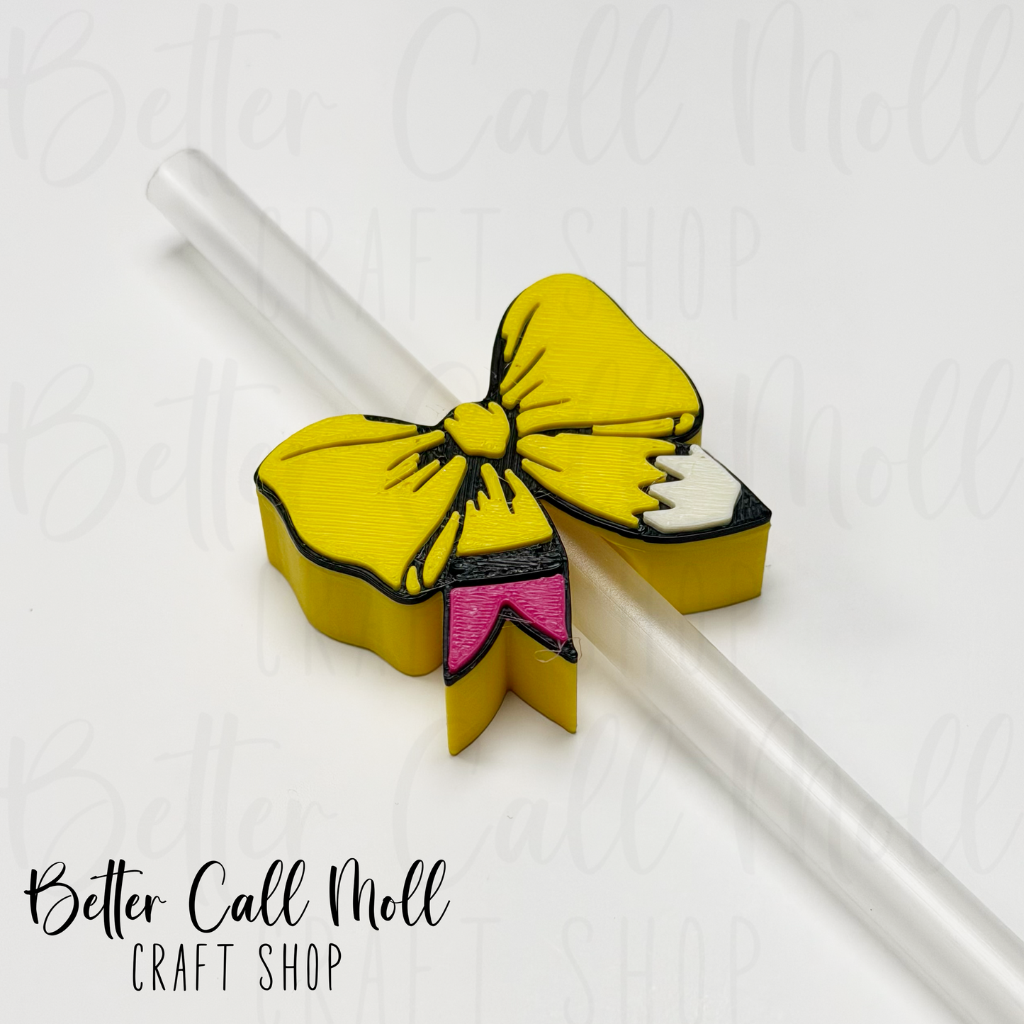 Pencil Bow 3D Straw Topper
